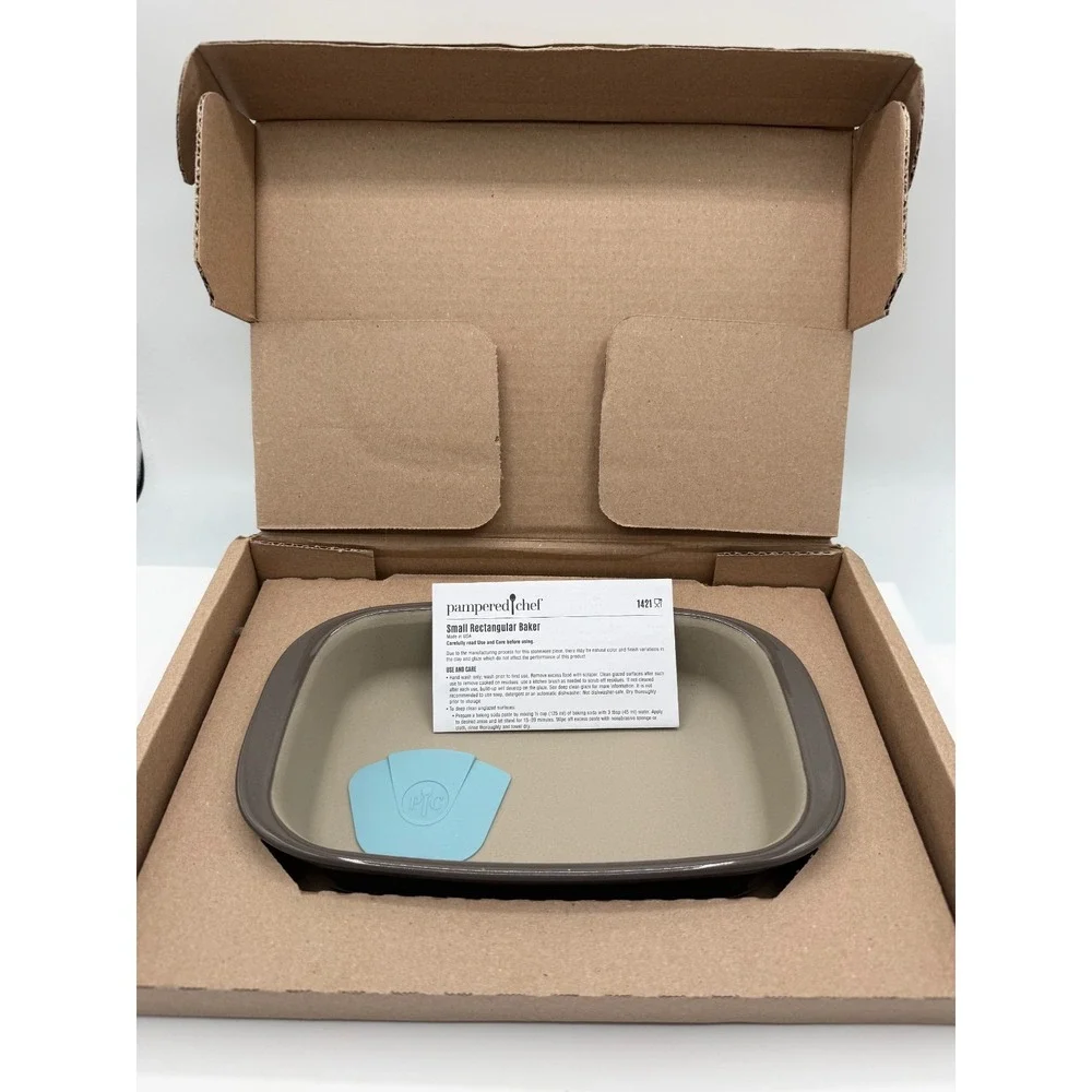 #1421 - Pampered Chef Greystone Glazed 6x9x1.75 Small Rectangular Baker- 1 Quart